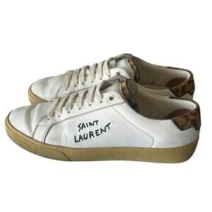 Saint Laurent Leopard Print Leather Sneakers Women 6/EU:36